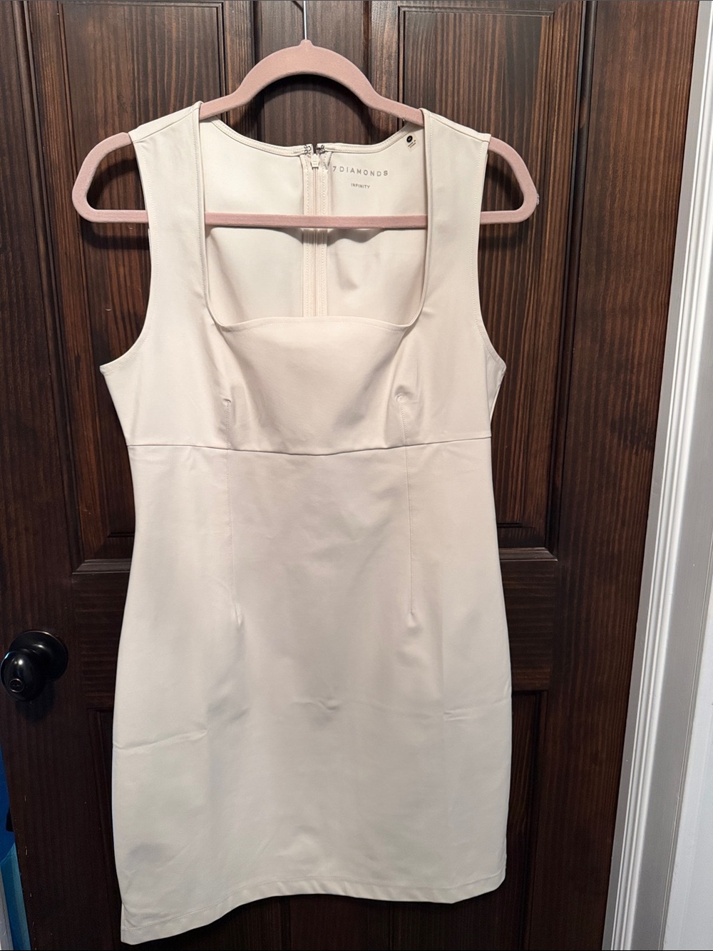 7 Diamonds Cream Square-Neck Sheath Mini Dress